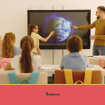 Teacher conducting a class using a Smart Digital Board, enhancing interactive learning in a modern Smart Classroom.