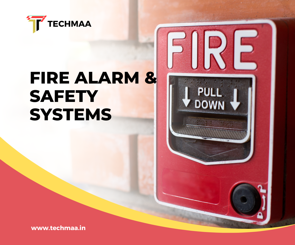 Modern fire alarm system with smoke detectors and emergency alerts for fire safety.