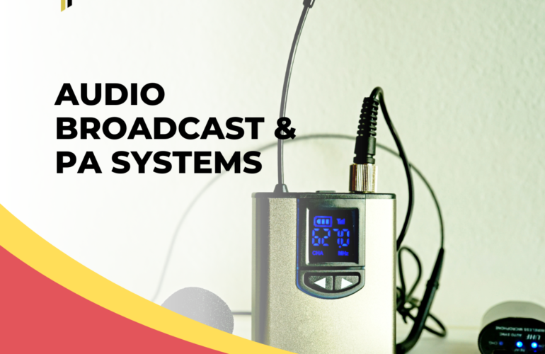 Public address system speakers installed in a school for announcements and audio broadcasting.