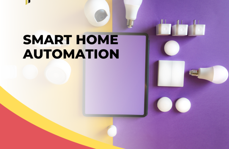 Smart home automation system with mobile control for lights, security, and appliances.
