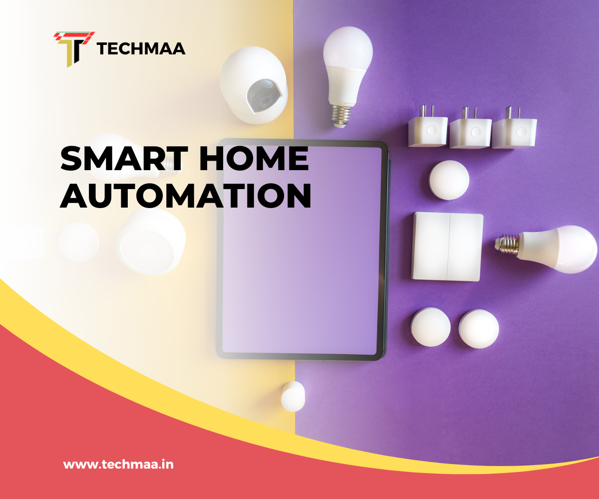 Smart home automation system with mobile control for lights, security, and appliances.
