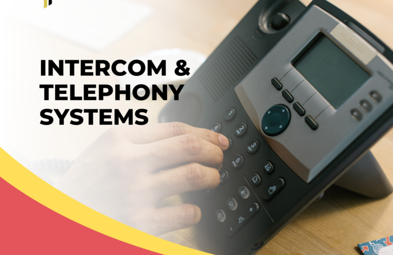 Video intercom system installed at a residential building entrance for secure communication.